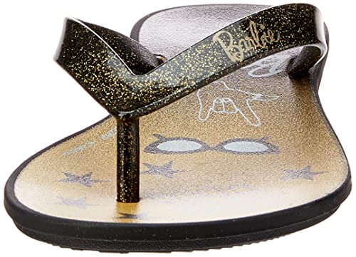 Chinelo Barbie Faces, Grendene Kids, Criança Unissex, Preto/Preto Dourado, 31