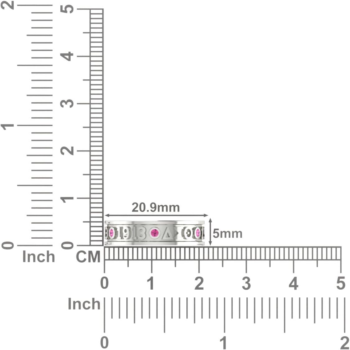 Delta Sigma Theta Rings for Women,Sterling Silver White Eternity Ring with Red Cubic Zirconia