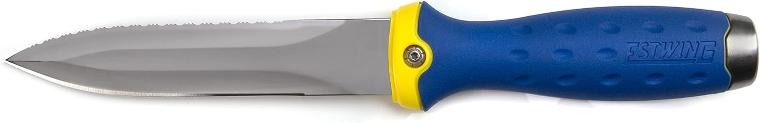 Estwing 5.5-inch Fixed Blade Double-Edged Duct Knife, Serrated Edge, Steel Pommel Cap, Cuts and Forms Mineral Wool Insulation, Duct Board, and Flexible Ducting