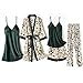 Produktbild LJXJ Frühling Sommer Weiblich Dünn Eis Seide Pyjama Fünf Stück Langarm Pyjama Straps Brust Pad Nachthemd Hose Herbst Home Service, 2, M