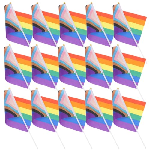 GATHINESS 100 Banderas de Mano Arcoíris para Fiesta del Orgullo Lgbtq, Portátiles y Prácticas, Hechas de Poliéster y Plástico, Ideales para Decorar Eventos y Celebraciones
