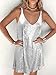 MIYIEONZ Women Sequin Sexy V Neck Shift Dress Sparkly Glitter Sleeveless Short Flowy Loose Party Night Out Club Dress Silver