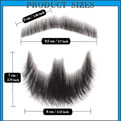 Koskusder FAKE BEARD-HZ03-BLACK Fake Beard Realistic Mustache 100% Human Hair Costume Facial Hair Fake Goatee Mustache Full Hand Tied Lace Fake Mustache For Halloween Drama Party Movie Cosplay thumb #2