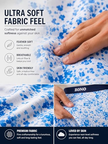 Image of BONO Men's Printed Trunks Regular Fit Cotton Blend Anti-Bacterial Microfibre Comfortable Waistband Underwear