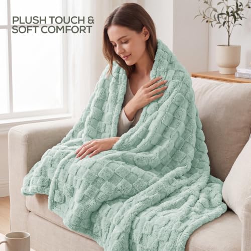 Utopia Bedding Salbeigrün Karierte Fleece-Überwurfdecke für Couch oder Bett, weiche, gemütliche Plüschdecke für Damen und Herren… – Ansicht 2