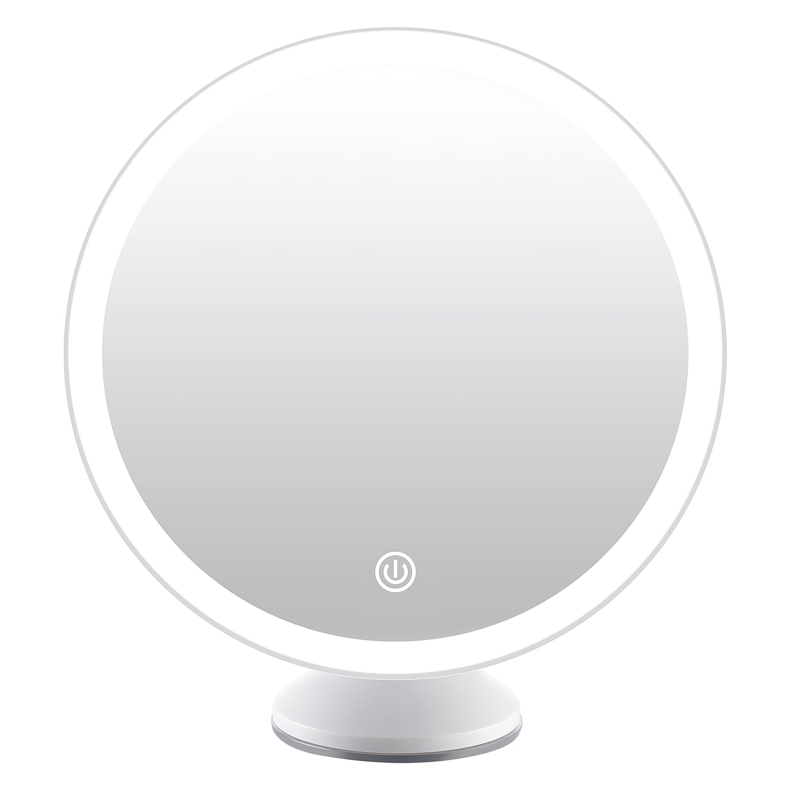 Espejo Maquillaje Pared con Luz LED, Recargable Espejo Cosmético con Giratorio y Ventosa de Pared, 3 Colores de Luz, Brillo Regulable, para Baño Habitación