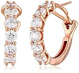 Amazon Collection Plated Sterling Silver Swarovski Zirconia Round Hoop Earrings (5.3 cttw)