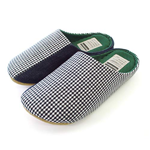 デニムパッチワークの ふかふかルームシューズ MLサイズ