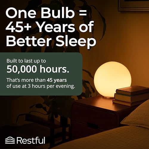 Image of Restful 2-Pack Bedtime Bulb v2 for Better Sleep (45+ Years of Light) - Dimmable Low Blue Light Bulb, Easy Setup, Reduces Eye Strain