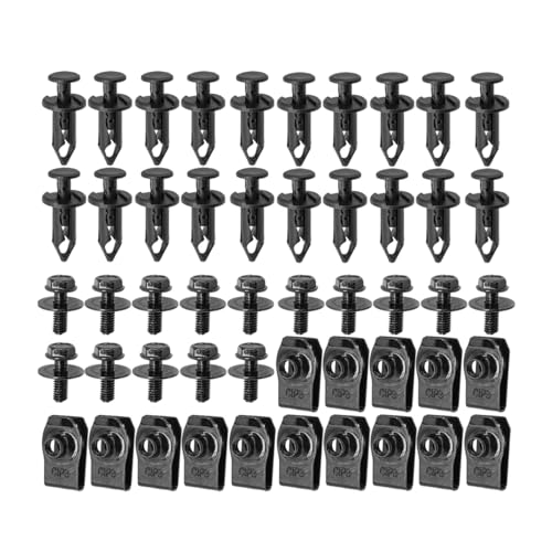 Image of Osilly 50 PCS Engine Under Cover Splash Shield Body Bolts Screws, Universal Extruded U-Nuts Kit, Bumper Fender Liner Push Retainer Fastener Clips, Replacement for G35 G37 FX35 FX45 EX35