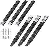 3 Pairs 16 Inches Drawer Slides, HommyPrefer 3-Fold Full Extension Push to Open Furniture Slides, He