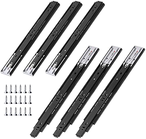 3 Pairs 16 Inches Drawer Slides, Hommyprefer 3-Fold Full Extension Push To Open Furniture Slides, Heavy Duty Ball Bearing Side Mount Drawer Slide For Kitchen Cabinets Furniture #TOP12