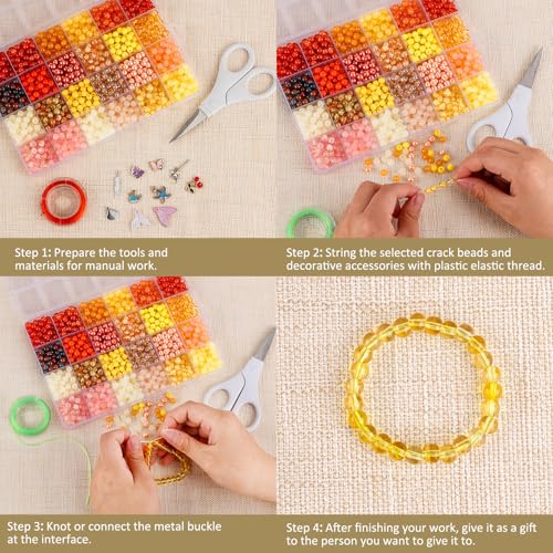 Image of XSEINO About 7200PCS 6mm Glass Beads Bracelet Making Kit,144 Assorted Colors Crystal Glass Beads for Bracelet and Jewelry Making and DIY Crafts,Friendship Gifts,to Give to Friends, Family