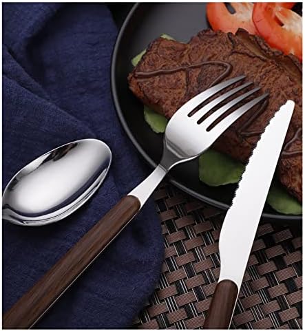 Miniatura 3 de Juego de cubiertos de 30 piezas para 6, 1810, acero inoxidable forjado, mango de madera de nogal forjado, espejo pulido, apto para lavavajillas,