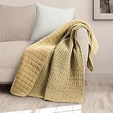 Levtex Home - Mills Waffle - Throw - Ochre Cotton Waffle - Throw Size 50 x 60in.
