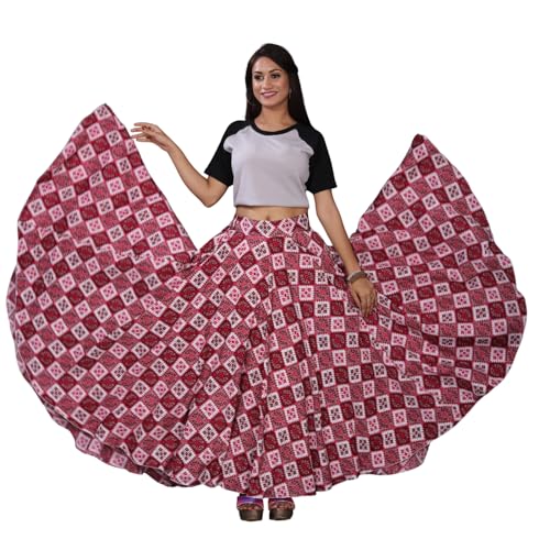 Image of JYESHTA Women's American Crepe Flared A Line Stitched Long Skirt with 12 Mtr Flare 40 in Height | Skirts for Women Long Length | Long Skirts for Girls
