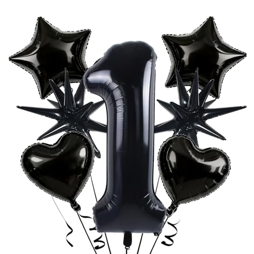 Image of TONIFUL 1st Birthday Balloons Kit 40 Inch Black Large Number 1 Foil Balloon
