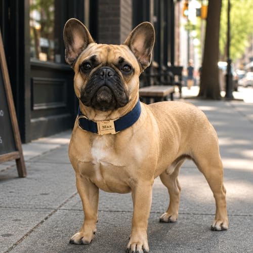 Collier pour chien personnalisé en polyester ardoise avec nom et numéro