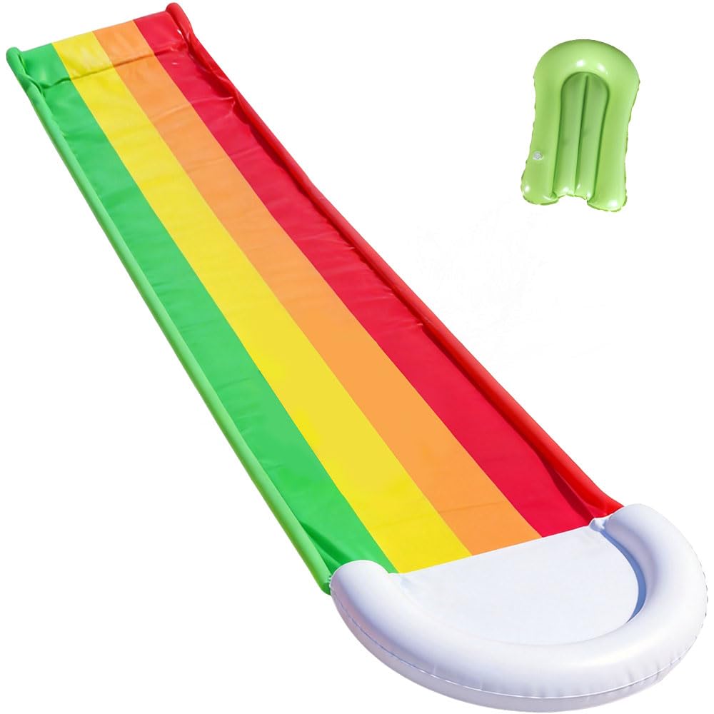 Wasserrutsche Garten für Kinder, Wasserrutschbahn mit 1 Aufblasbaren Rutschbrettern,Wasserrutsche Garten mit Einseitige Sprinklern, Wasserspielzeug Wasserrutschmatte Rutschbahn Outdoor (480x75cm)