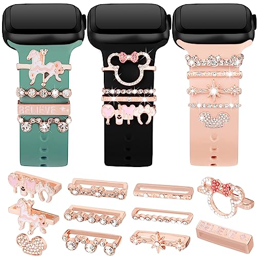 Orehymbe 11 Pieces Watch Band Charms, Decorative Rings Loops Compatible with Apple Watch Bands 45mm 44mm 42mm 41mm 40mm, Diamond Watch Accessories for iWatch Series 8 7 6 5 4 3 2 1 (No Band)