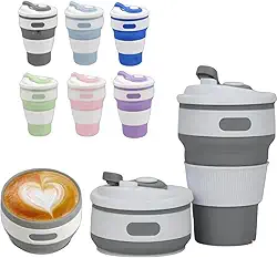 Copo Retrátil Dobrável C/ Tampa Silicone 350ml