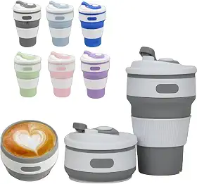 Copo Retrátil Dobrável C/ Tampa Silicone 350ml