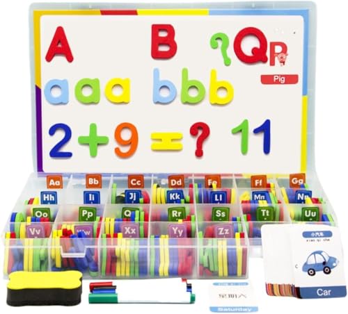 子供向けの文字マグネット、磁気アルファベット文字と数字 - カラフルな数字アルファベット冷蔵庫用マグネットセット | アルファベットゲームセット 教育学習 カラフルなおもちゃ スペルカウント 大文字 小文字