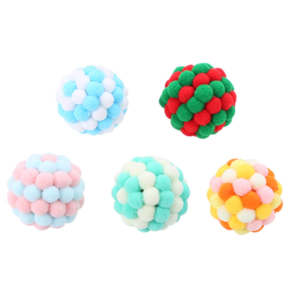 GALPADA 5pcs Colorful Cat Plush Rattle Ball Engaging Scratching Play for Cats Reduces Separation Present for Random Color
