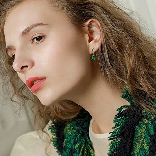 Muuyon Solid 14K Emerald Earrings For Women, Real Gold Dangle Drop Created Emerald Earrings May Birthstone Jewelry Gift For Women Girls Ladies Her Mom (Pear Shape 5X7Mm) #TOP3