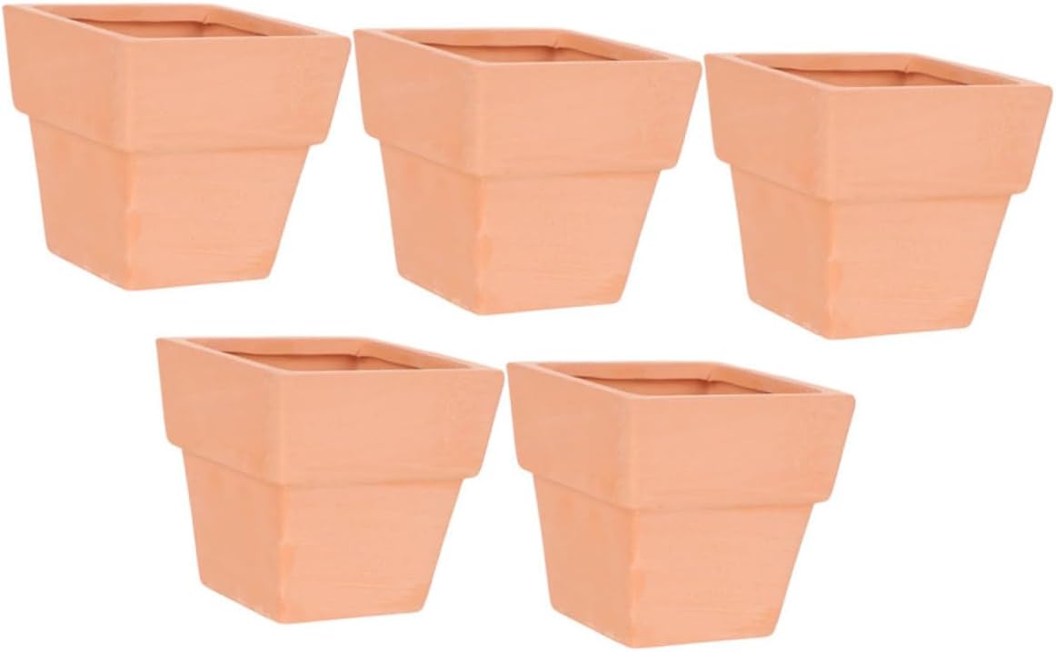 CHILDWEET 5pcs Terracotta Nursery Planter Pots for Succulent Plants Breathable Clay Garden Pots 9x8cm Square Red Ceramic Flower for Indoor and Outdoor Gardening