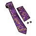 Barry.Wang Mardi Gras Paisley Tie Sets Fashion Set Handkerchief Cufflinks Neckties for Men Woven Silk Party