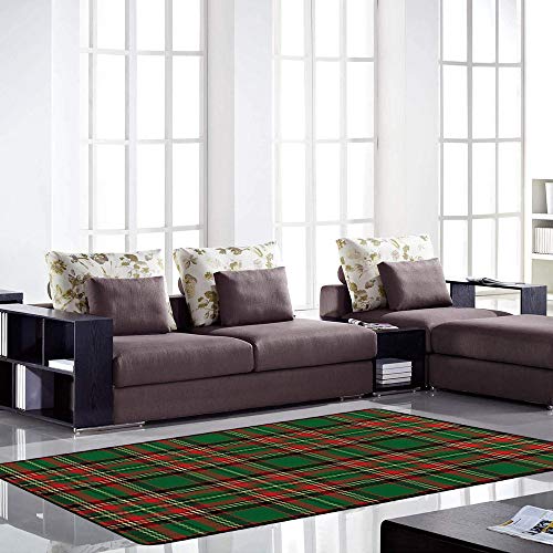 Tapis de Noël écossais vert Ruchen grand format aux finitions soignées