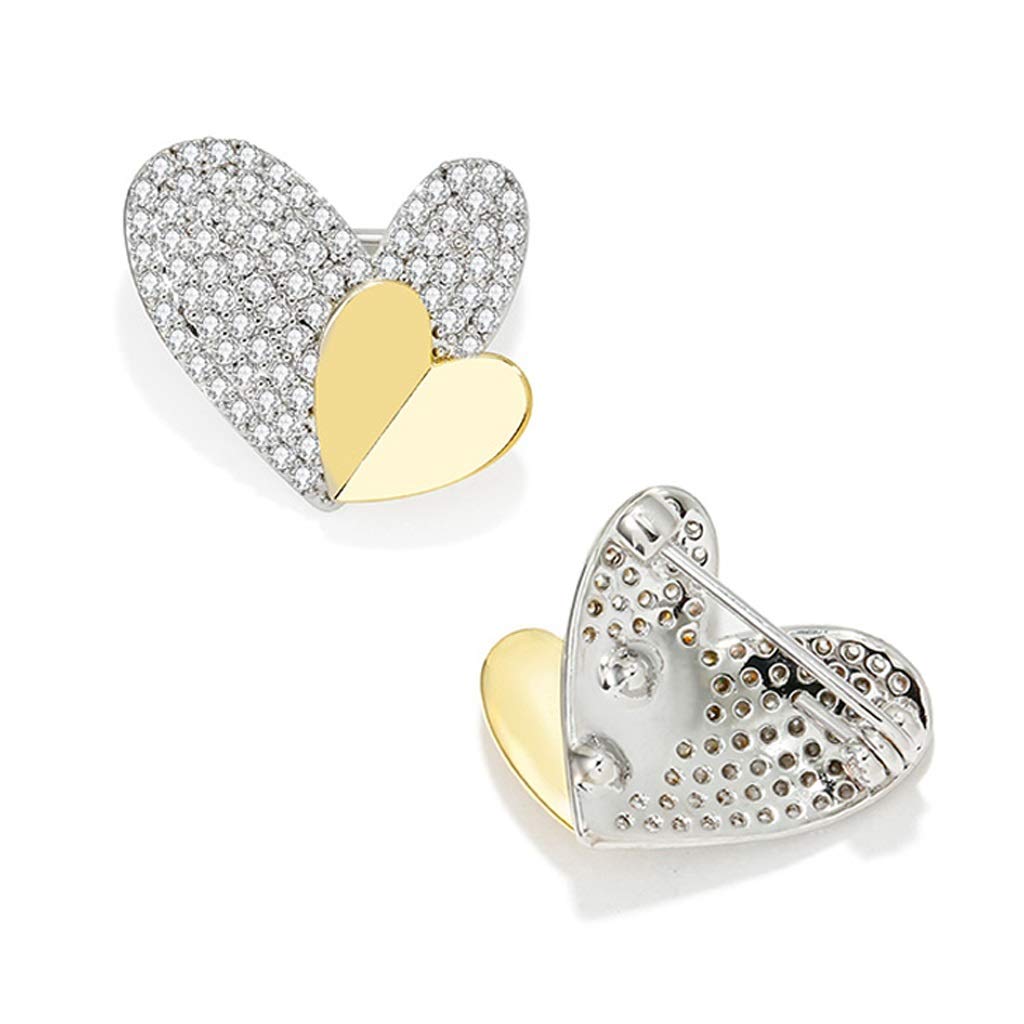 Broszka Pin dla kobiet mężczyzn 2-częściowy zestaw Crystal Love Heart broszka Pin wesele ubrania modna biżuteria akcesoria dla kobiet ślub urodziny