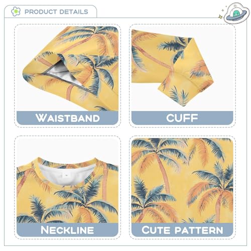 JUNZAN Cartoon Tropical Trees Yellow Little Girls Hoodie Sweatshirt Crewneck Hoodie for Boys Camping 4T3