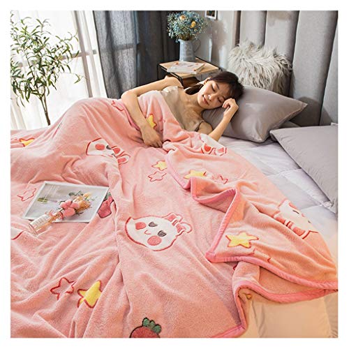 Manta Doble edredón Caliente del Invierno Polar de Coral de Cama Doble Oficina de la Siesta (Color : Pink)
