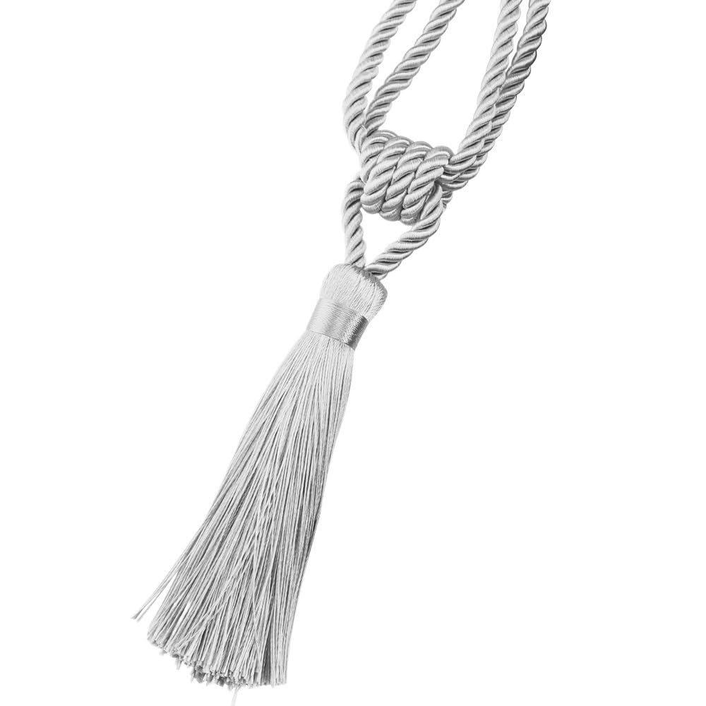 Tassel Curtain Tiebacks， 2 Pcs Multicolor Tassel Curtain Tieback Holder Buckle Rope(Silver)