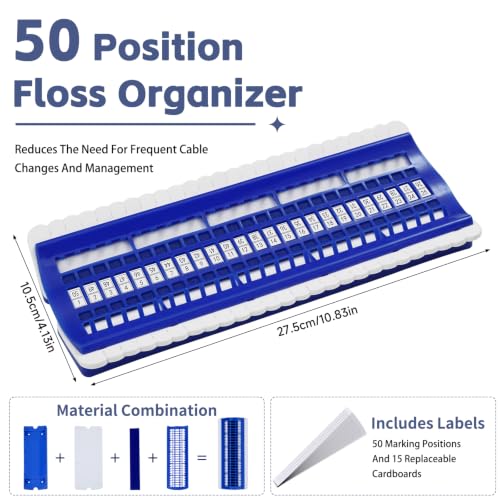 Image of 50 Position Embroidery Floss Organizer Thread Organizers with 15P Card | Thread Shelf Floss Organizer Embroidery Shelf with 15Pcs Replaceable Card Thread Holder for Sewing Embroidery Thread Plastic