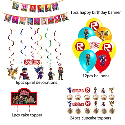 Feestbenodigdheden Roblox Verjaardagsdecoraties Roblox Ballonnen Roblox Verjaardagstaart Decoraties Roblox Verjaardag Banner Roblox Feestdecoraties Roblox Opknoping Swirl Plafonddecoraties - Image 3
