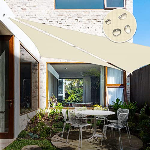 Windscreen4Less Right Triangle Beige 16'X16'X22.6' Terylene Waterproof Sun Shade Sail Uv Sesistant Canopy Awning Shelter Fabric For Patio Yard Lawn Garden Outdoor Activities - Customized Sizes #TOP1