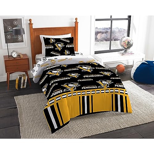 Northwest NHL Pittsburgh Penguins Unisex-Adult Rotary Bed in a Bag Set, Twin, Rotary