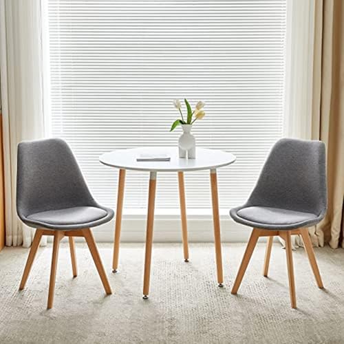 Image of Set of 4 Modern Style Mid Century Modern Dinning Room Cafe Hotel Office Wooden Legs Chair (Grey Full Fabric)