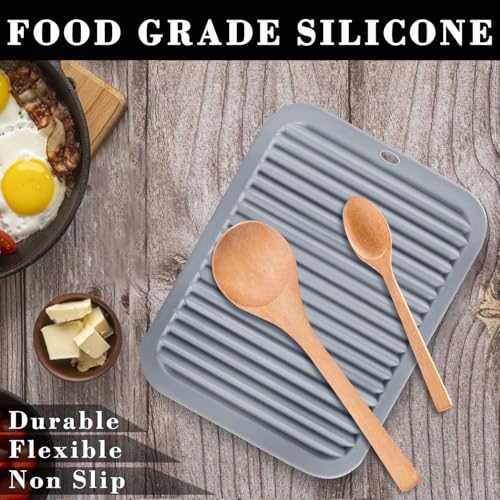Image of 4 PCS Silicone Trivet for Hot Dishes, Hot Pads Trivets Mat for Hot Pots and Pans, Heat Resistant Silicone Hot-Mats, Pot Holders Jar Opener Tables-Mats for Countertop Drying Mat (Grey)