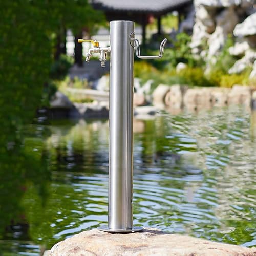Tubo da giardino in acciaio inox con protezione solare e antigelo, doppio sistema di ingresso dell'acqua, tubo da 7,5 m e accessori completi (20,5 x 86 cm) per un'irrigazione efficiente