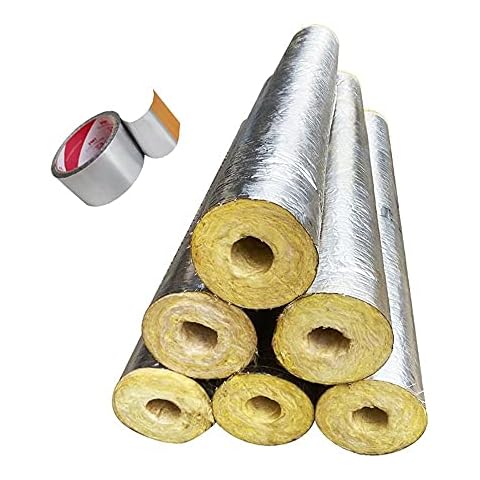 Yeanee Glass Wool Pipe Insulation, Aluminum Foil Insulation Pipe Wrap, Flame Retardant/antifreeze/high Temperature Resistance, Simple Installation (wall Thickness 30/50mm, Diameter 27-108mm) Cover