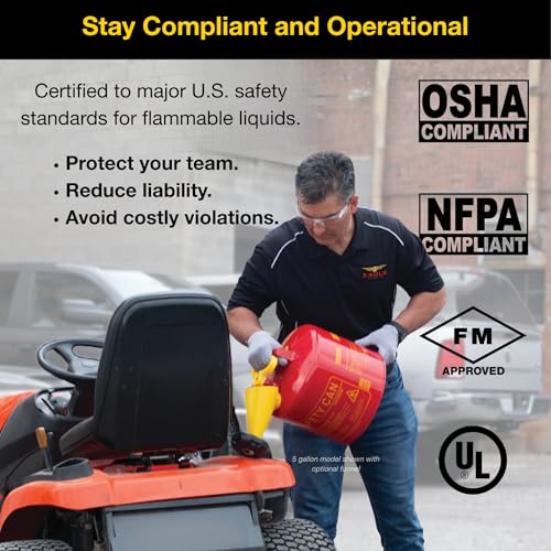 Image of Eagle 2.5 Gallon Type I Red Safety Gas Can for Gasoline