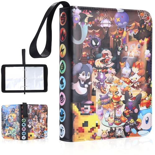 Álbum de recortes, álbum de tarjetas coleccionables, soporte para tarjetas,TCG, para colección de tarjetas, 60páginas, con 480fundas Regalo para Niños Halloween Acción de Gracias Navidad (B)