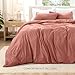 Bare Home Microfiber Duvet Cover Set - Ultra Soft Washed Microfiber - Twin/Twin Extra Long - Linen-Like Look - Easy Care - Breathable Fabric - Our Softest Duvet Cover Set (Twin/Twin XL, Dusty Rose)