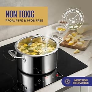 Legend cookware 3 ply stainless steel pots and pans set 11 piece wglass lids non toxic induction oven safe best 188 full clad premium kitchen cooking chef quality pfoa ptfe pfos free  urban country home decor