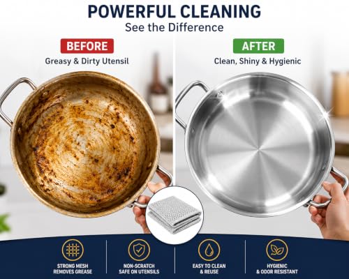 Image of SwiftWell Multipurpose Dish Wire Cleaning Cloths - Pack of 10, Dual-Layer Non-Scratch Mesh Scrubber for Kitchen Utensils, Cookware, and Heavy-Duty Cleaning