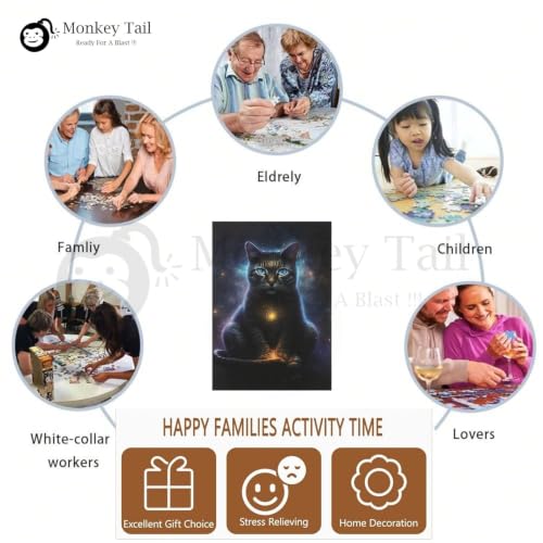 Image of MONKEYTAIL Whimsy Wooden Jigsaw Puzzle for Adults & Teens - Laser-Cut Pieces, 3D Puzzle Box as Birthday Gift for Boys & Girls - Brain Teaser, Home Decor & Family Game (GCAT, Size: Large)